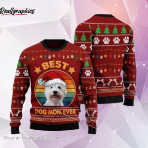 Dog Ugly Christmas Sweater, West Highland White Terrier Best Dog Mom Ever Ugly Christmas Sweater